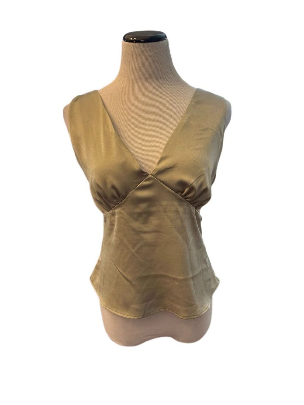 New! Milk + Honey Sage Green Sleeveless Satin Top Sz M